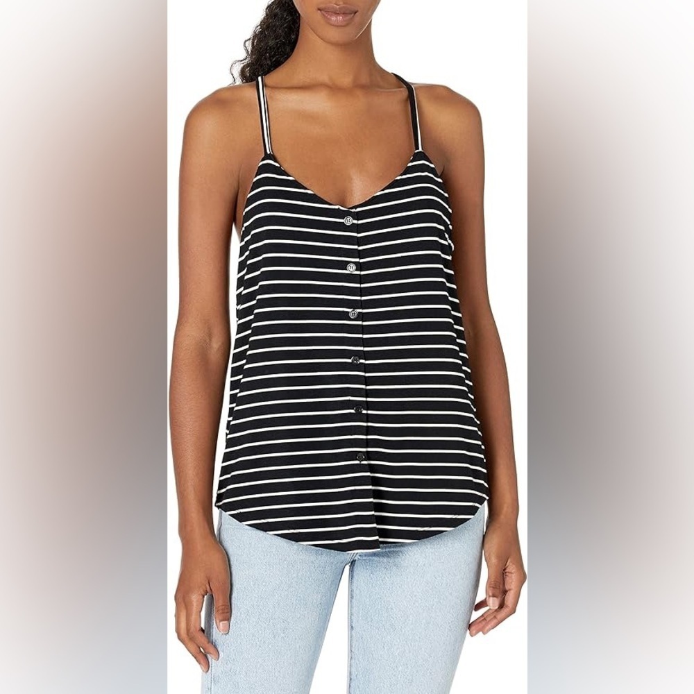 NWT PJ Salvage Women's Modern Modal Cami Black White Stripe Size Small